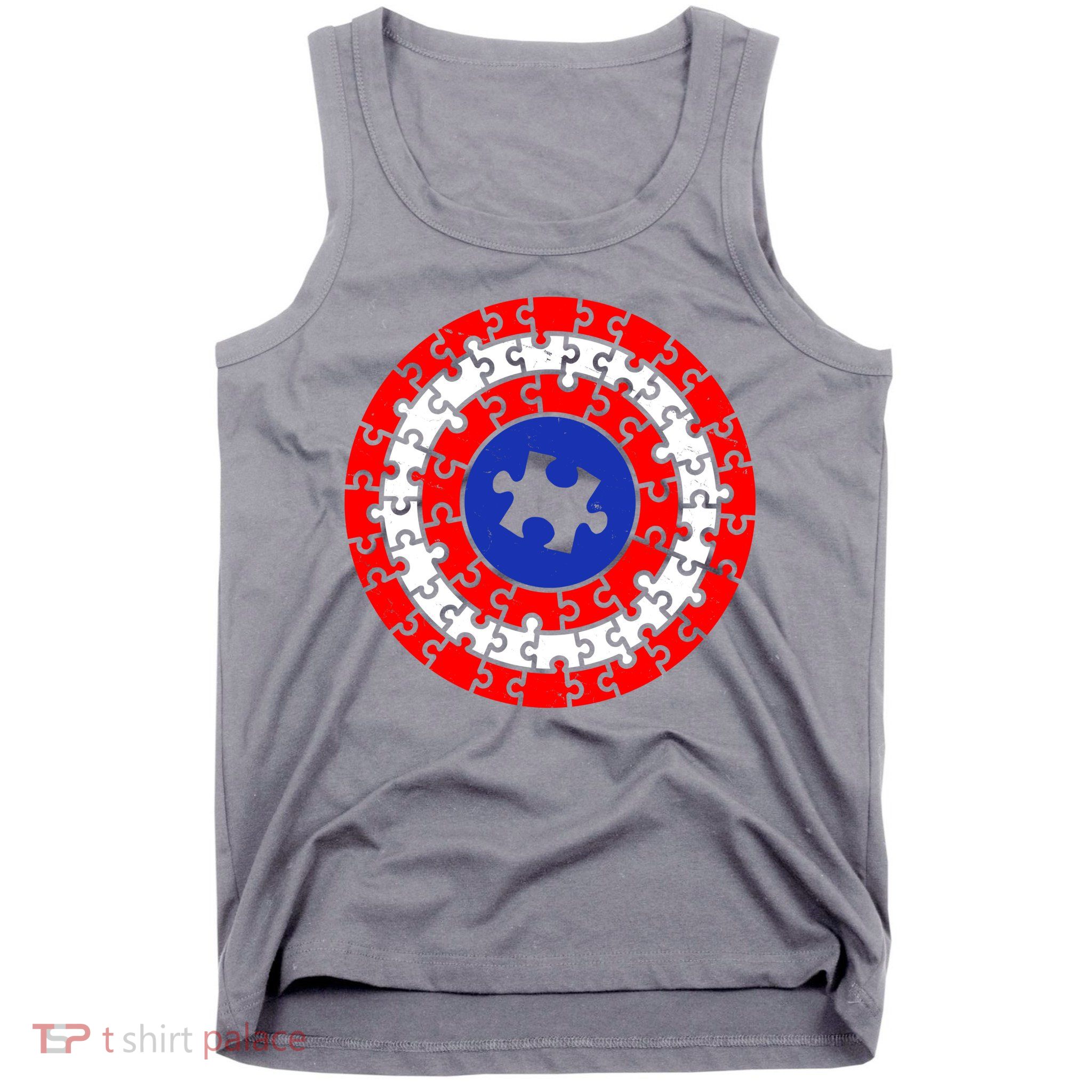 Autism Awareness Captain Puzzle Shield Tank Top