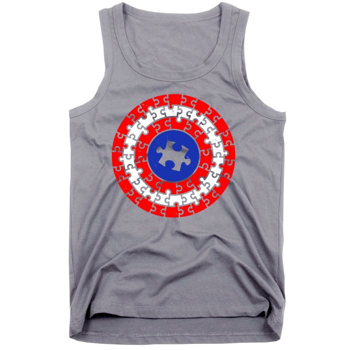 Autism Awareness Captain Puzzle Shield Tank Top