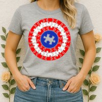 Autism Awareness Captain Puzzle Shield Womens T-Shirt