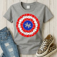 Autism Awareness Captain Puzzle Shield Womens T-Shirt