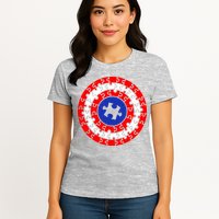 Autism Awareness Captain Puzzle Shield Womens T-Shirt