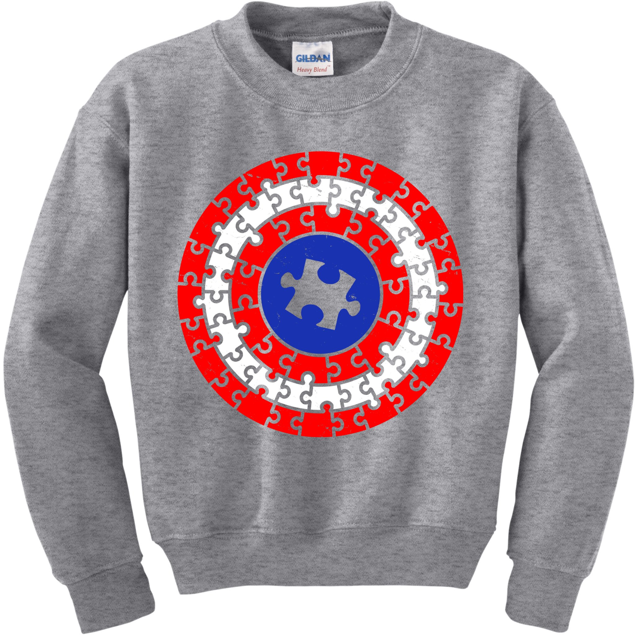 Autism Awareness Captain Puzzle Shield Kids Sweatshirt