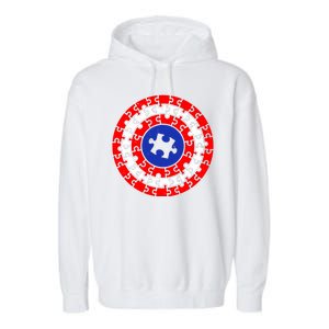 Autism Awareness Captain Puzzle Shield Garment-Dyed Fleece Hoodie