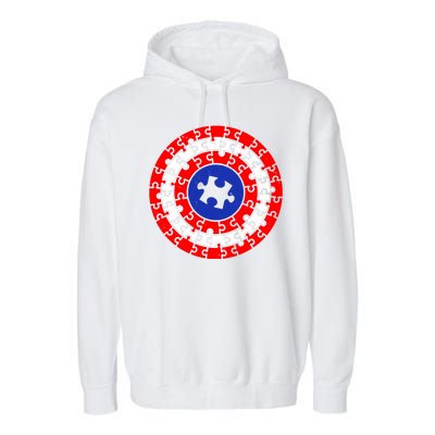 Autism Awareness Captain Puzzle Shield Garment-Dyed Fleece Hoodie