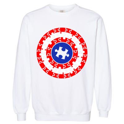 Autism Awareness Captain Puzzle Shield Garment-Dyed Sweatshirt