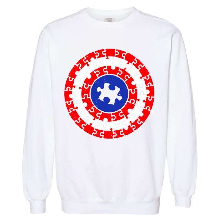 Autism Awareness Captain Puzzle Shield Garment-Dyed Sweatshirt