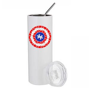 Autism Awareness Captain Puzzle Shield Stainless Steel Tumbler