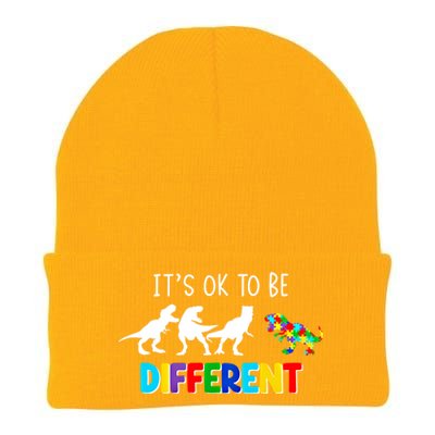 Autism Awareness Cute Dinosaur Gift ItS Ok To Be Different Gift Knit Cap Winter Beanie