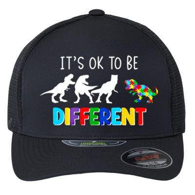 Autism Awareness Cute Dinosaur Gift ItS Ok To Be Different Gift Flexfit Unipanel Trucker Cap