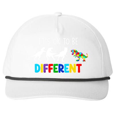 Autism Awareness Cute Dinosaur Gift ItS Ok To Be Different Gift Snapback Five-Panel Rope Hat