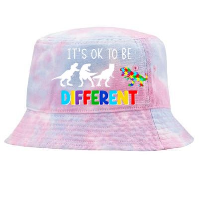 Autism Awareness Cute Dinosaur Gift ItS Ok To Be Different Gift Tie-Dyed Bucket Hat