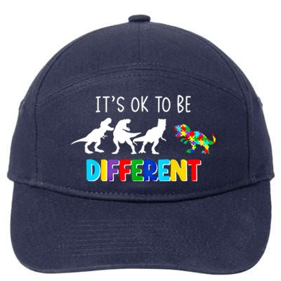 Autism Awareness Cute Dinosaur Gift ItS Ok To Be Different Gift 7-Panel Snapback Hat