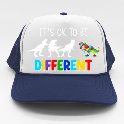 Autism Awareness Cute Dinosaur Gift ItS Ok To Be Different Gift Trucker Hat