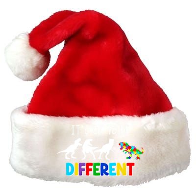 Autism Awareness Cute Dinosaur Gift ItS Ok To Be Different Gift Premium Christmas Santa Hat