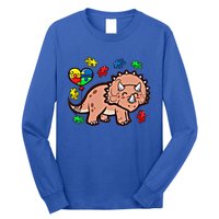 Autism Awareness Cute Triceratops Dinosaur Puzzle Heart Love Cute Gift Long Sleeve Shirt