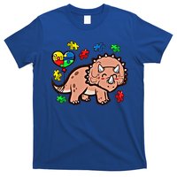 Autism Awareness Cute Triceratops Dinosaur Puzzle Heart Love Cute Gift T-Shirt