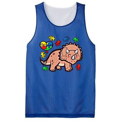 Autism Awareness Cute Triceratops Dinosaur Puzzle Heart Love Cute Gift Mesh Reversible Basketball Jersey Tank