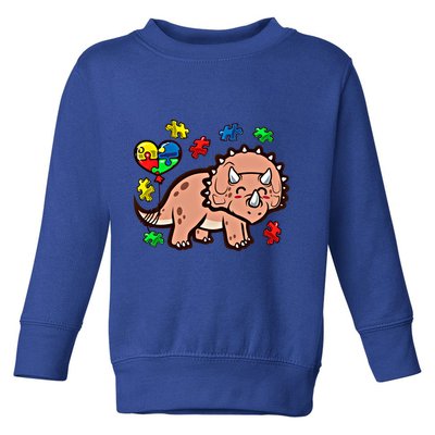 Autism Awareness Cute Triceratops Dinosaur Puzzle Heart Love Cute Gift Toddler Sweatshirt