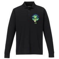 Alien And Cat Performance Long Sleeve Polo