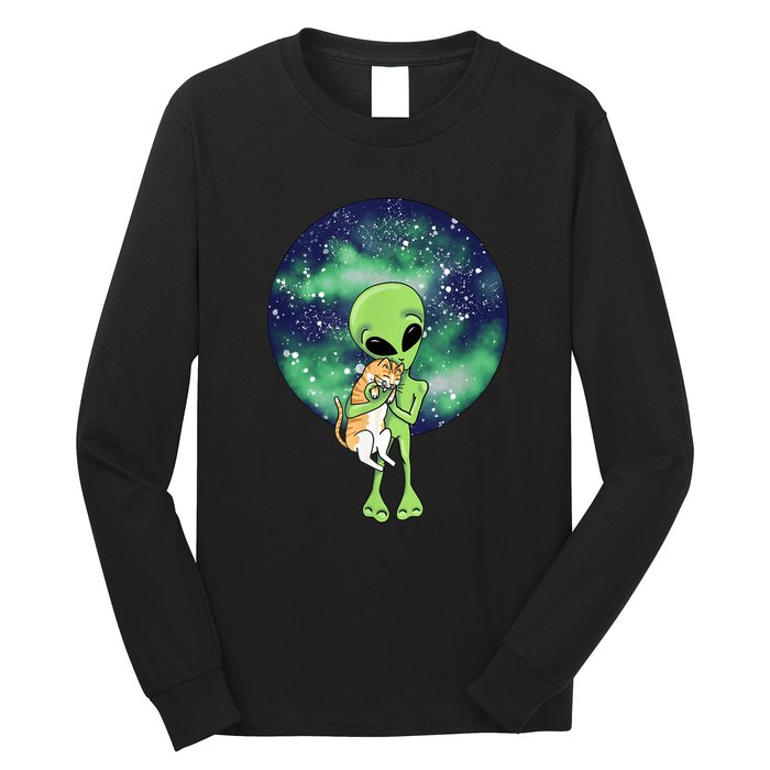 Alien And Cat Long Sleeve Shirt