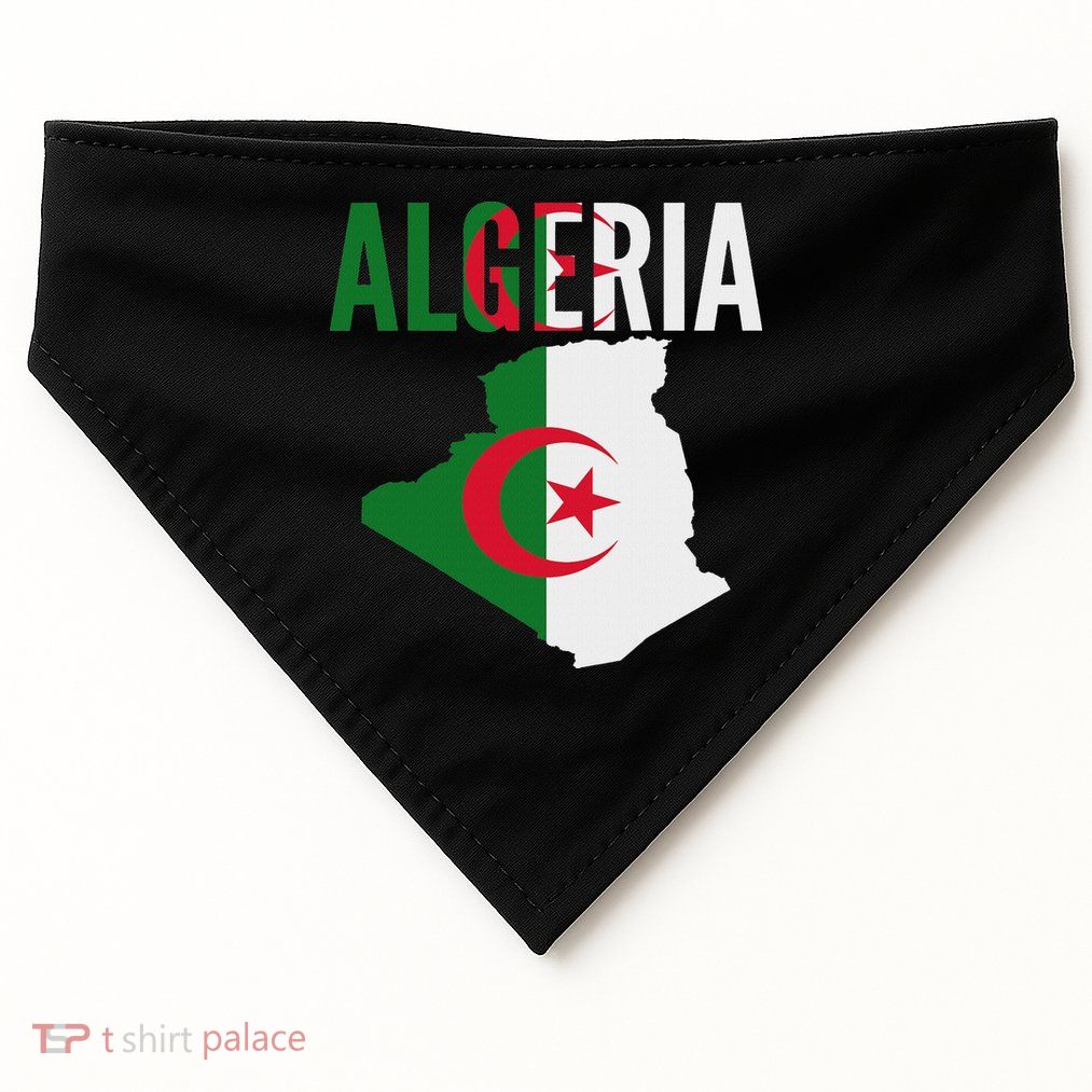 Algerian Algeria Country Map Flag USA-Made Doggie Bandana