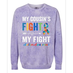 Autism Awareness Cousin My Cousin's Fight Is My Fight Colorblast Crewneck Sweatshirt