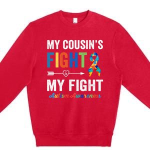 Autism Awareness Cousin My Cousin's Fight Is My Fight Premium Crewneck Sweatshirt