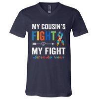 Autism Awareness Cousin My Cousin's Fight Is My Fight V-Neck T-Shirt