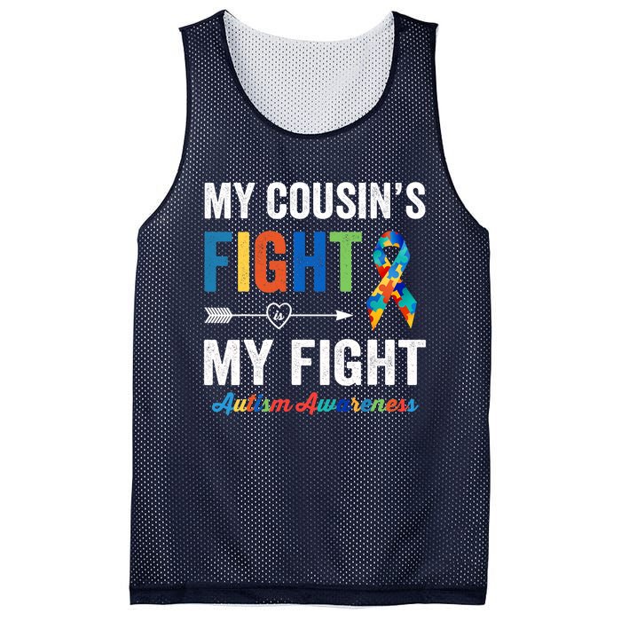 Autism Awareness Cousin My Cousin's Fight Is My Fight Mesh Reversible Basketball Jersey Tank