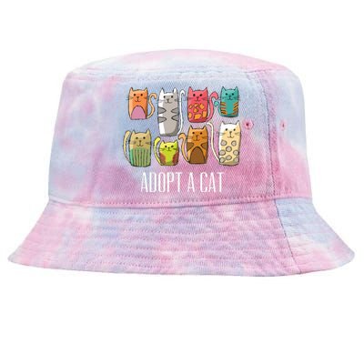 Adopt A Cat Shirts Cat Rescue Cat Adoption Tie-Dyed Bucket Hat