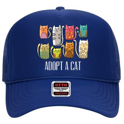 Adopt A Cat Shirts Cat Rescue Cat Adoption High Crown Mesh Back Trucker Hat