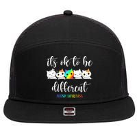 Autism Awareness Cat Its Ok To Be Different Autistic 7 Panel Mesh Trucker Snapback Hat