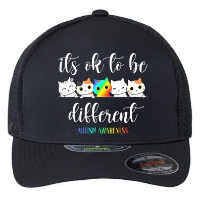 Autism Awareness Cat Its Ok To Be Different Autistic Flexfit Unipanel Trucker Cap