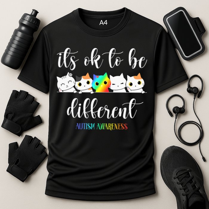 Autism Awareness Cat Its Ok To Be Different Autistic Cooling Performance Crew T-Shirt