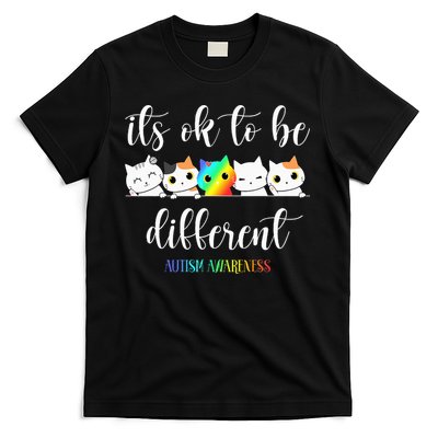 Autism Awareness Cat Its Ok To Be Different Autistic T-Shirt