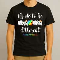 Autism Awareness Cat Its Ok To Be Different Autistic T-Shirt