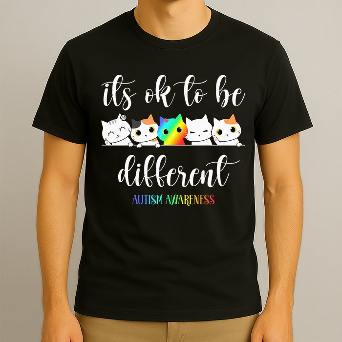 Autism Awareness Cat Its Ok To Be Different Autistic T-Shirt