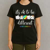 Autism Awareness Cat Its Ok To Be Different Autistic T-Shirt