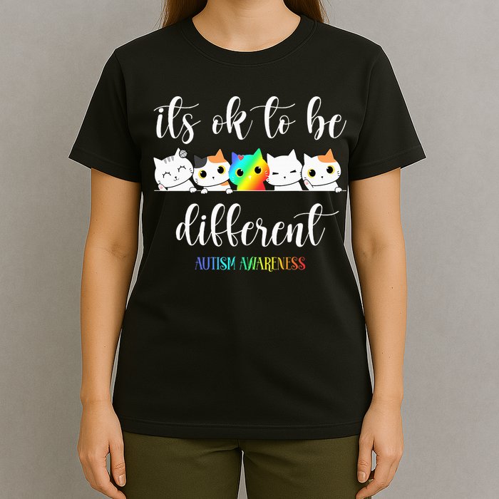 Autism Awareness Cat Its Ok To Be Different Autistic T-Shirt