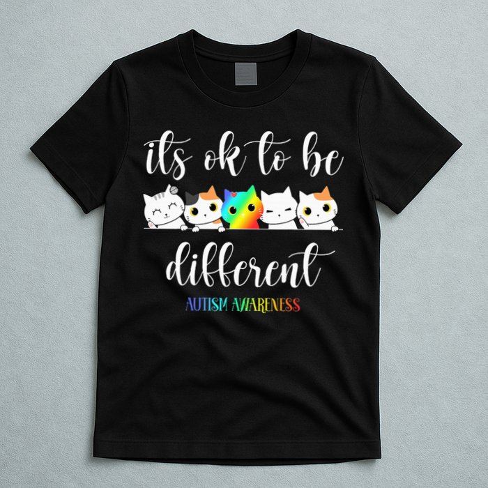 Autism Awareness Cat Its Ok To Be Different Autistic T-Shirt