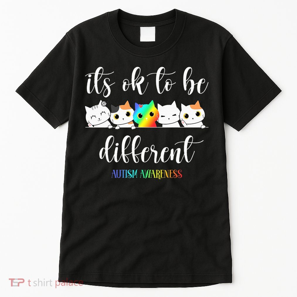 Autism Awareness Cat Its Ok To Be Different Autistic Tall T-Shirt