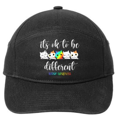 Autism Awareness Cat Its Ok To Be Different Autistic 7-Panel Snapback Hat