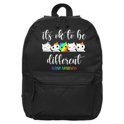 Autism Awareness Cat Its Ok To Be Different Autistic 16 in Basic Backpack