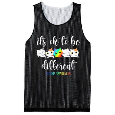 Autism Awareness Cat Its Ok To Be Different Autistic Mesh Reversible Basketball Jersey Tank