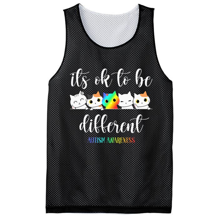 Autism Awareness Cat Its Ok To Be Different Autistic Mesh Reversible Basketball Jersey Tank