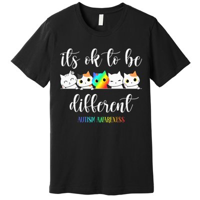 Autism Awareness Cat Its Ok To Be Different Autistic Premium T-Shirt