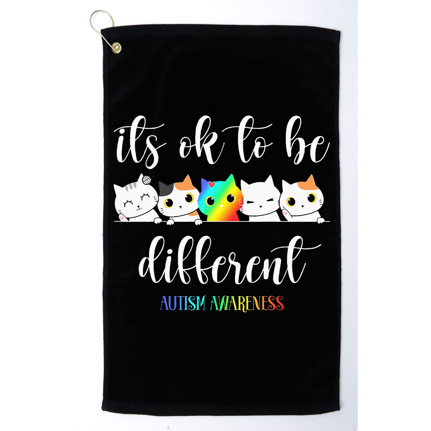 Autism Awareness Cat Its Ok To Be Different Autistic Golf Towel