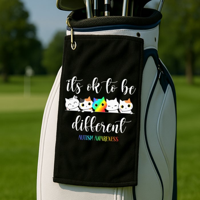 Autism Awareness Cat Its Ok To Be Different Autistic Golf Towel