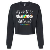 Autism Awareness Cat Its Ok To Be Different Autistic Cropped Pullover Crew