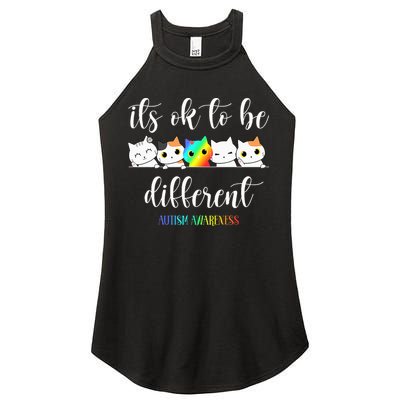 Autism Awareness Cat Its Ok To Be Different Autistic Women's Perfect Tri Rocker Tank